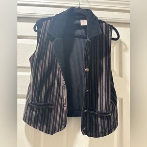 Retro/Vintage 70’s Striped Black and Olive/Red Women's Vest